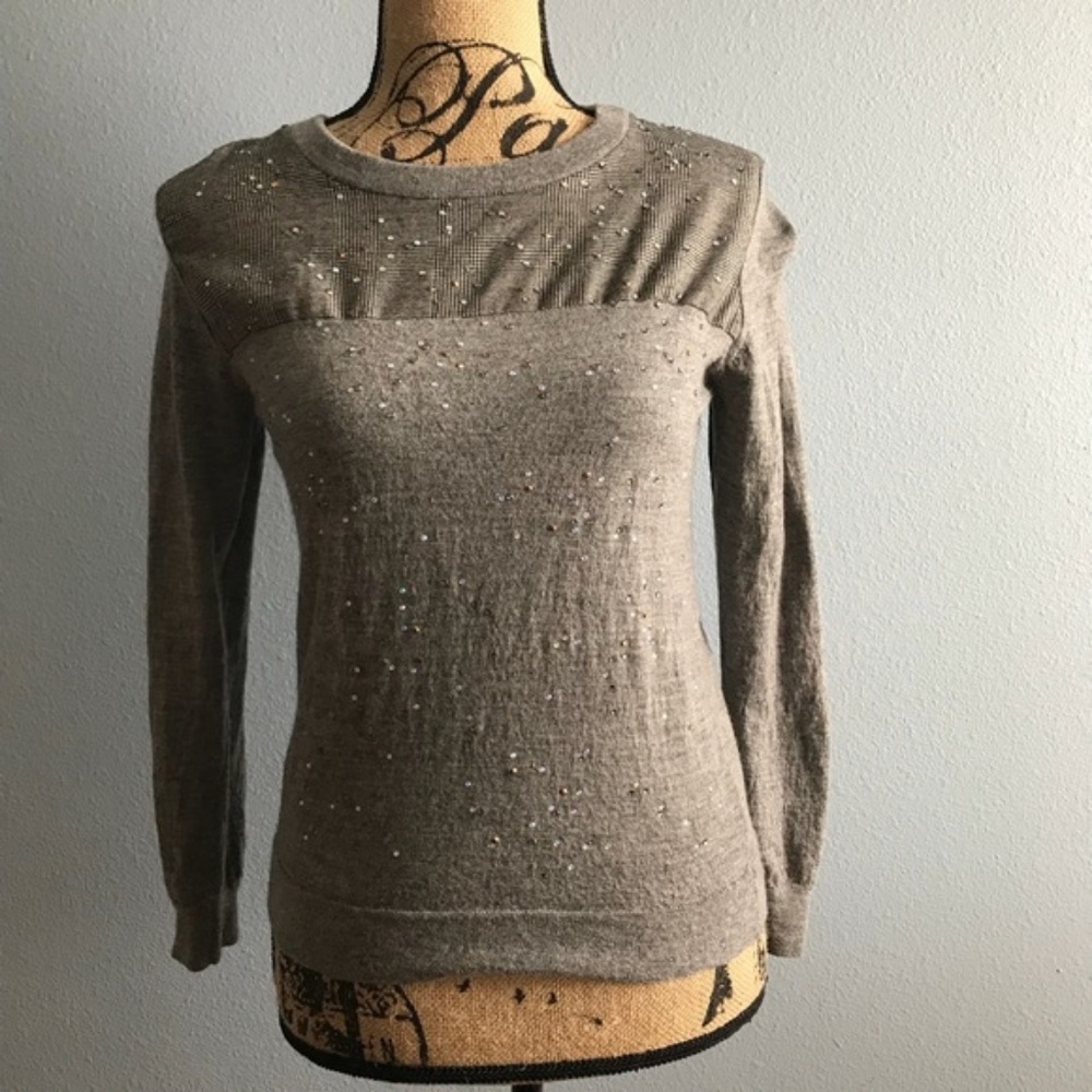 J. Crew Gray Sparkle Wool Sweater - Picture 2 of 8